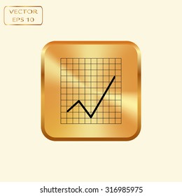 Vector gold button with Vector Business Growing Chart Presentation Icon