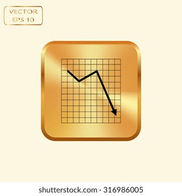 Vector gold button with Vector Business Growing Chart Presentation Icon