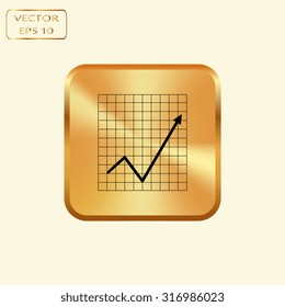 Vector gold button with Vector Business Growing Chart Presentation Icon
