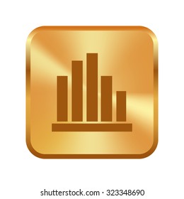 Vector gold button with Vector Business Growing Chart Presentation Icon