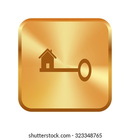 Vector gold button with Gold Business Key Icon Vector