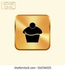 Vector gold button with cakes icons vector illustration