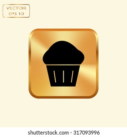 Vector gold button with  cakes icons vector illustration