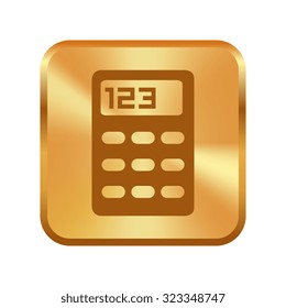 Vector gold button with vector calculator icon