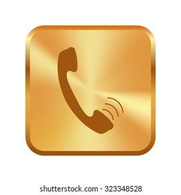 Vector gold button with Calling Icon