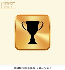 Vector gold button with vector champions cup icons 