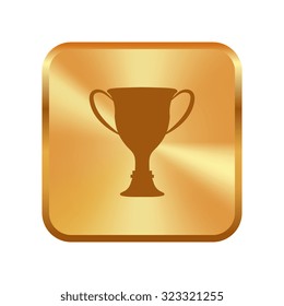 Vector gold button with vector champions cup icons 