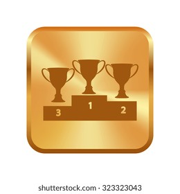 Vector gold button with vector champions cup icons 