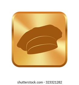 Vector gold button with Chef and cook hats set isolated