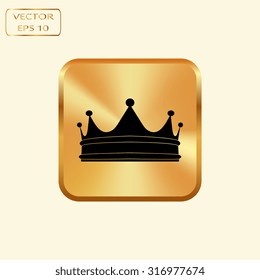 Vector gold button with Crown icon