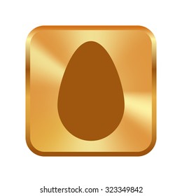 Vector gold button with Egg, vector icon
