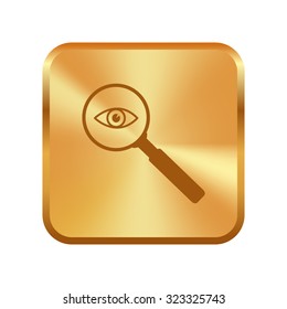 Vector gold button with Eye vector with Search Icon