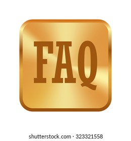 Vector gold button with FAQ icon 