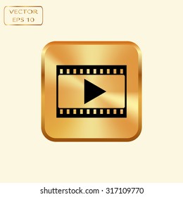 Vector gold button with film strip