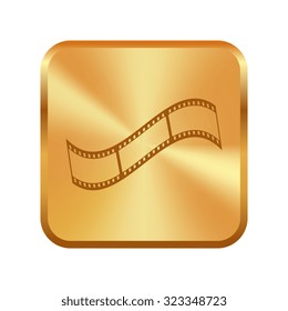 Vector gold button with film strip 