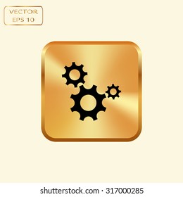 Vector gold button with Gear icon Vector illustration 