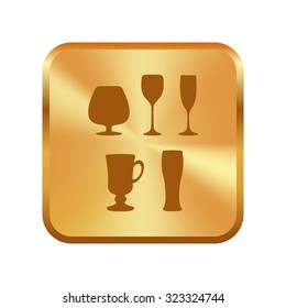 Vector gold button with Glass set or collection