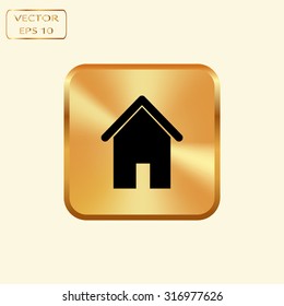 Vector gold button with Home icon