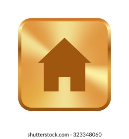 Vector gold button with Home icon