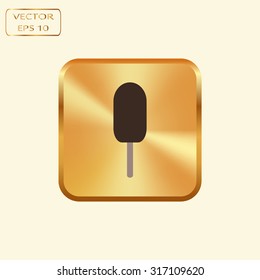 Vector gold button with Ice cream icons 