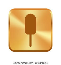 Vector gold button with Ice cream icons 