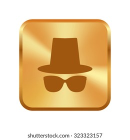 Vector gold button with Vector Icon Set Hats and sunglasses Collection