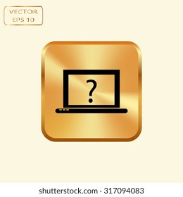Vector gold button with Laptop Icon