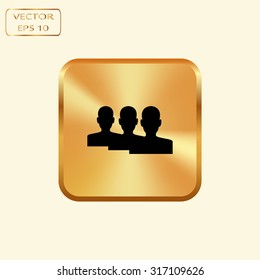 Vector gold button with Management, human resources, business persons and users 