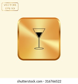 Vector gold button with Martini glass