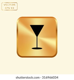 Vector gold button with Martini glass
