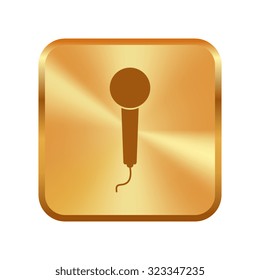 Vector gold button with microphone icon