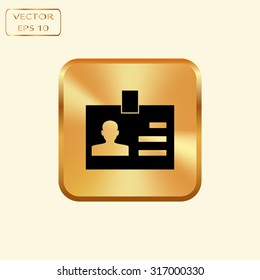 Vector gold button with Vector name tag for ID - human, user, member