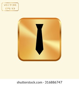 Vector gold button with necktie, vector illustration