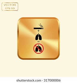Vector gold button with No smoking sign 