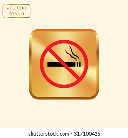 Vector gold button with No smoking sign