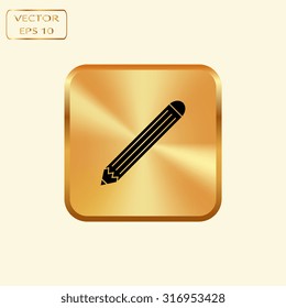 Vector gold button with Vector Pencil Icon