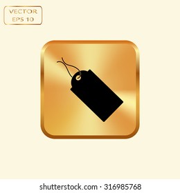 Vector gold button with Pictograph of tag 