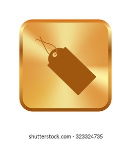 Vector gold button with Pictograph of tag 