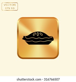 Vector gold button with Pie icon 