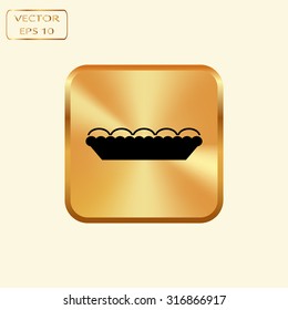Vector gold button with Pie icon 