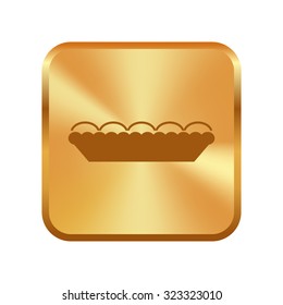 Vector gold button with Pie icon 