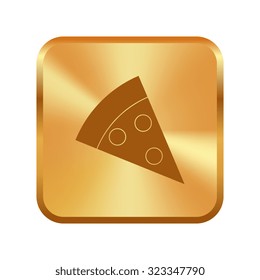 Vector gold button with Pizza vector icons 