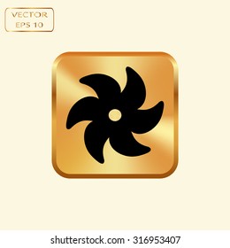 Vector gold button with propeller icon - Vector