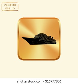 Vector gold button with ship icons