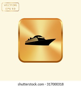 Vector gold button with ship icons