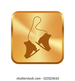 Vector gold button with Skating Icon