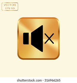 Vector gold button with Speaker icon. Vector illustration