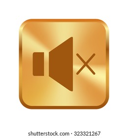 Vector gold button with Speaker icon. Vector illustration