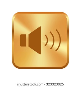 Vector gold button with Speaker icon. Vector illustration
