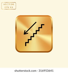 Vector gold button with stairs - vector icon